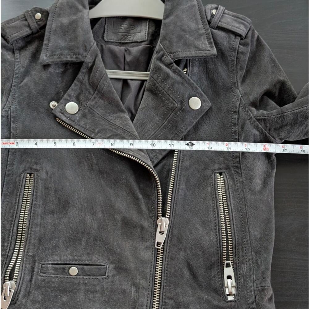 SL8 Blank NYC Gray Suede Leather Moto Biker Zip Cropped Jacket, size XS - Picture 6 of 8
